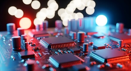 Obraz premium Circuit Board Technology Close Up Electronic Components Innovation Engineering