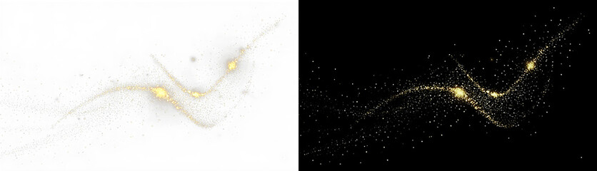 Golden light effect sparkle background PNG overlay seamless design with transparent glitter elements