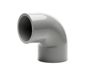 White pvc pipe elbow fitting isolated on transparent background