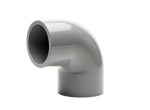 White pvc pipe elbow fitting isolated on transparent background