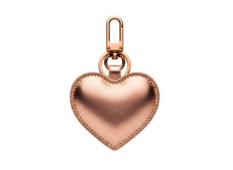 Rose gold heart shaped zipper pull charm isolated on transparent background