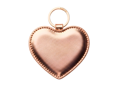 Rose gold heart shaped zipper pull charm isolated on transparent background