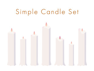 白いシンプルキャンドルセット | 様々な長さのミニマルな灯りアイコン