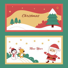 Festive christmas and new year vector illustrations for holiday cards and decorations