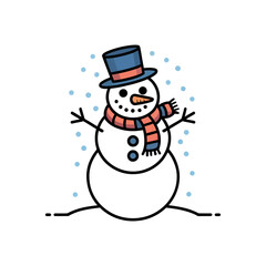 Snowman icon vector on White Background ,Vector Art Illustration on white background.