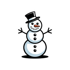 Snowman icon vector on White Background ,Vector Art Illustration on white background.