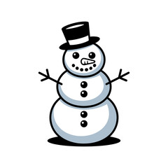 Snowman icon vector on White Background ,Vector Art Illustration on white background.