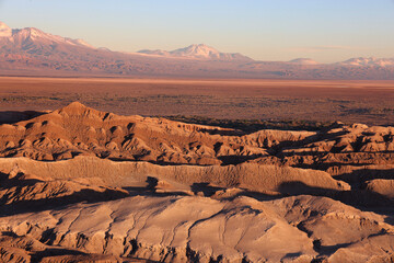 Moon Valley at sunset in San Pedro de Atacama, Chile