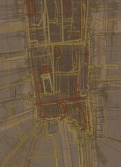 Abstract image for printing. Picture for modern interiors. The picture is painted by hand on a tablet. © neurostructure