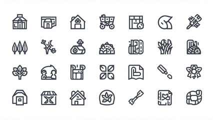 Collection of diverse hand-drawn vector icons representing various elements and objects.Explore a curated set of scalable vector icons with a charming hand-drawn aesthetic for all your design needs.