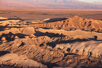Moon Valley at sunset in San Pedro de Atacama, Chile