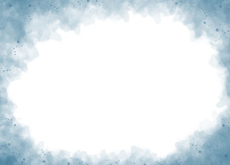 Blue smoke effect frame, transparent diffusion, soft watercolor brush strokes and dots.
