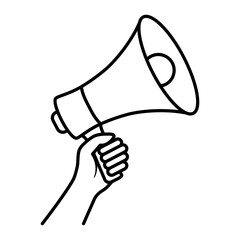 Protest and Freedom of Speech. Hand Holding Megaphone Symbol. Icon about demonstrations, voicing opinions, or announcements
