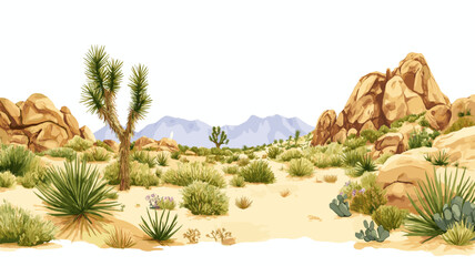 Joshua Tree National Park. Joshua Tree National Park hand drawn watercolor illustration