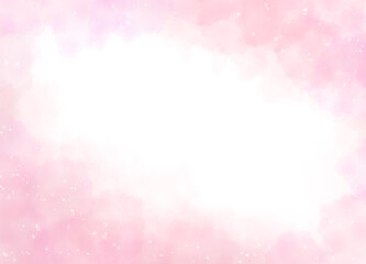 Pink smoke effect frame, transparent diffused particles with magical sparkling stars, soft watercolor brush strokes.