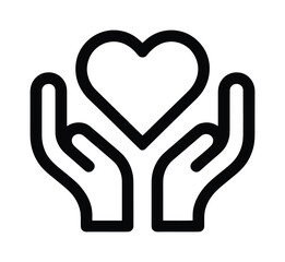 Hands Holding Heart Icon Vector for Charity and Care