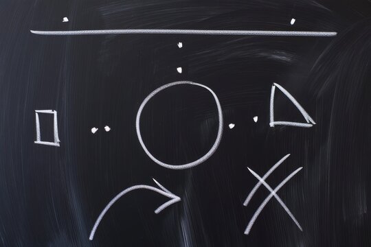 Geometric Shapes and Lines Illustrated on a Chalkboard Surface for Educational Purposes in a Classroom Setting