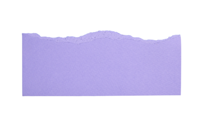 Torn lavender paper fragment with texture, perfect for creating personalized messages on transparent background