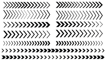 Set of sport racing arrow stripes for start or finish in flat cartoon style. Dynamic design for car, moto, boat, track, sticker, decal, banner, poster, or sports illustration project.
