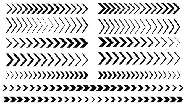 Set of sport racing arrow stripes for start or finish in flat cartoon style. Dynamic design for car, moto, boat, track, sticker, decal, banner, poster, or sports illustration project.
