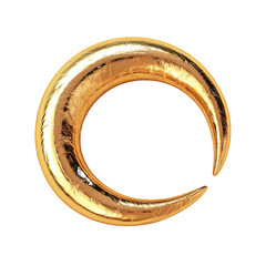 Textured Golden Crescent Moon Shape image plain isolated on a transparent background