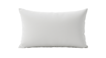 Decorative white velvet rectangular pillow isolated on white background. Soft cushion for sleeping, resting, and home interior decor. Elegant pillowcase mockup and template for design or branding pres