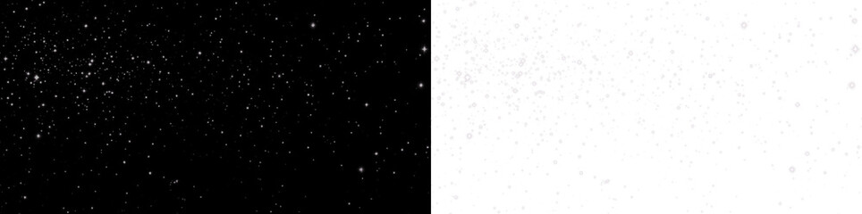 Black and white PNG overlay featuring a textured starry night sky on the left and a soft white background on the right, ideal for creative design projects and visual storytelling