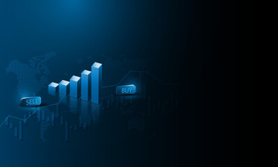 Analysis graph of the increase in the percentage of sales in the stock market all over the world.