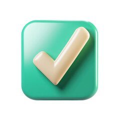 3D Green Check Mark Icon on White Background image highly isolated on a transparent background