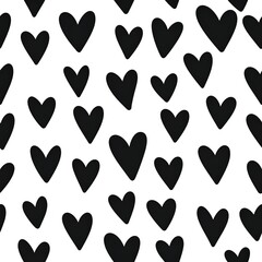Black heart-shaped pattern on a white background, repeating
