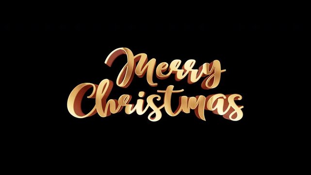 Merry Christmas golden text shine light effect animation. Includes isolated alpha channel for transparent compositing. Exported in Apple ProRes 4444