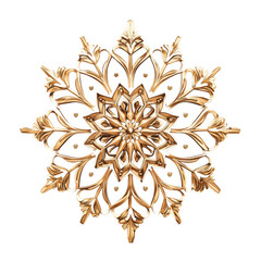 Intricate Golden Snowflake Ornament With Repeating Pattern decoration winter isolated on a transparent background