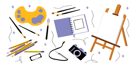 Artistic supplies and creative tools for a masterpiece