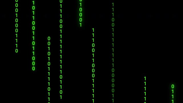 raining binary code green number 1 and 0 animation