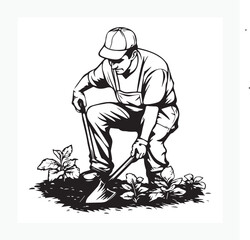 vector illustration of a gardener