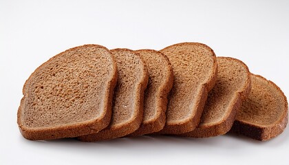 Naklejka premium Slices Of Fresh Rye Bread Arranged On A White Surface