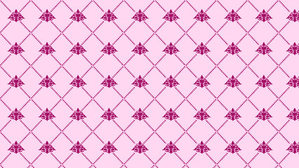 Seamless Geometric Floral Pattern with Pink Background