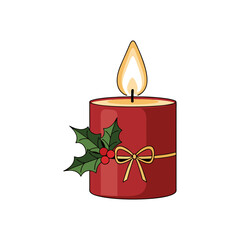 solid color vector of candle with flame christmas theme, no background shape