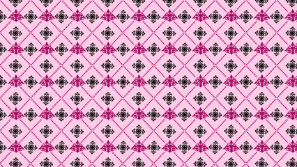 Seamless Geometric Floral Pattern with Pink and Black Design