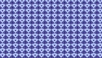 Seamless Geometric Floral Pattern in Blue and Purple Tones