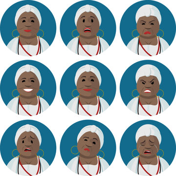 Personagem baiana em 9 express&otilde;es faciais diferentes - avatar