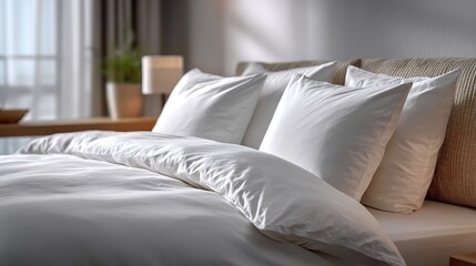 Cozy Minimalist Bedroom With White Bedding And Natural Light From