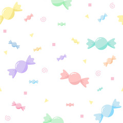 Cute Candy Seamless Pattern with Geometric Shapes