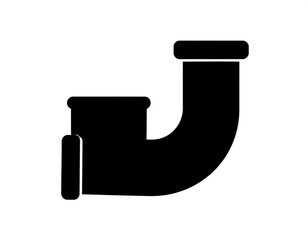 Black silhouette of a plumbing pipe with a "J" shaped bend on white background