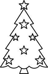 Obraz premium Christmas tree made of stars simple outline illustration on transparent background