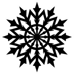 Elegant Black Snowflake Design on White Background for Winter Holidays and Festive Celebrations Creates a Classic Seasonal Decoration or Ornament and Perfect for Graphic Design Elements