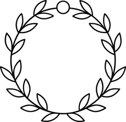 Christmas wreath circular leaf pattern line illustration on transparent background