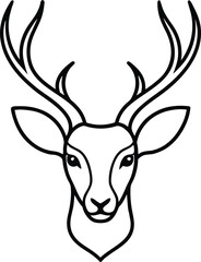 deer head outline with decorative lines illustration on transparent background