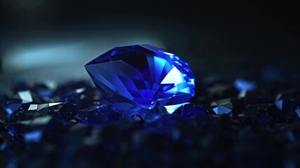 Blue sapphire rotating against dark background - Powered by Adobe