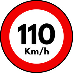 Speed Limit 110 kmh Sign